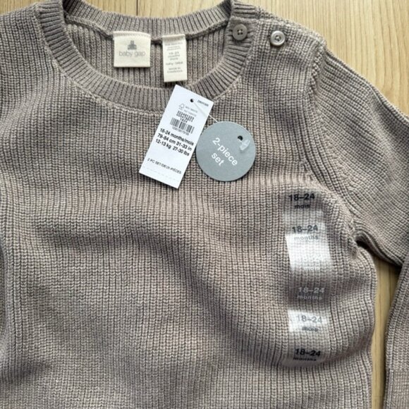 Baby Gap Unisex 18-24 Month Oatmeal Heather Sweater 2 Piece Set Pants Neutral - Picture 1 of 7